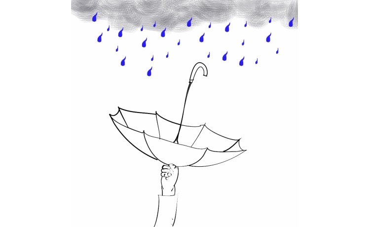 Test della persona sotto la pioggia